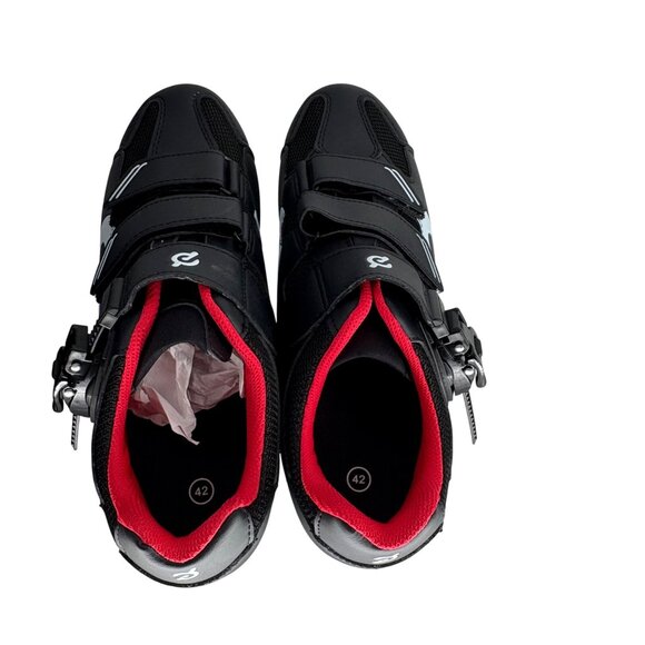 Peloton Cycling Shoes Size 42 Black & Red Spin Bike Footwear With Box NEW - Picture 4 of 8